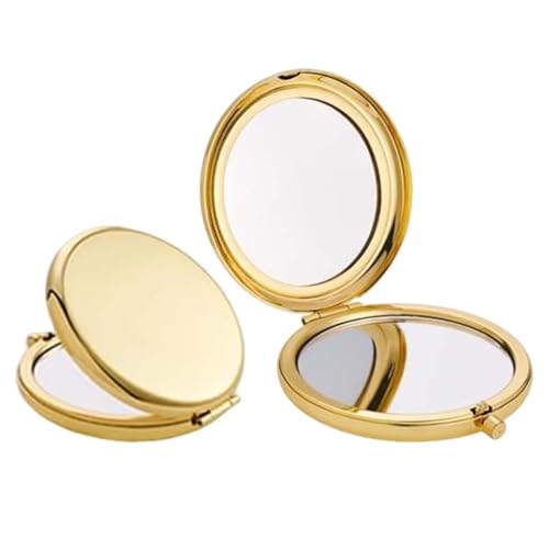 UIEXAY1 Pezzo Specchietto da Borsetta Specchio 2 Vie Specchio da Trucco Portatile da Portare Viaggio Piccolo Specchio Regalo Ragazza (Oro)