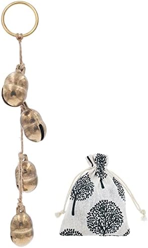 Brass Rustic Hanging Bells for Door Knob Decoration, Vintage Home Garden Decor Shopkeepers Bell on Rope (Antique Brass Bells)