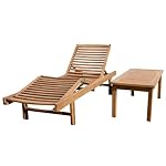 ALEOS Teak Sonnenliege Cozy+ mit Beistelltisch Coco