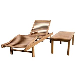 ALEOS Teak Sonnenliege Cozy+ mit Beistelltisch Coco