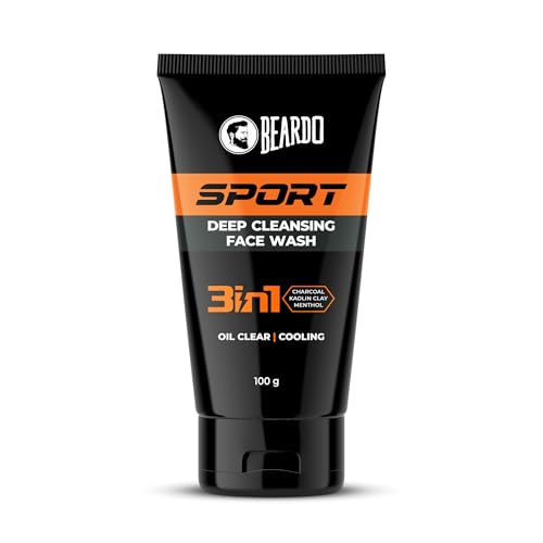 Sports Face Wash for Men- 100g | Dirt & Oil Control | Menthol Cooling & Refreshing Cleanser | Face wash for Oily skin | Face wash Suitable for all Ski