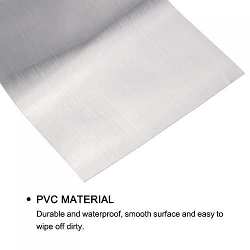 Image of uxcell Waterproof Peel and Stick Decorative Tape Self Adhesive 4.72 inch W x 16.4'L PVC Removable Tape for Wall Edge Silver Tone Brushed (Thickened Style)
