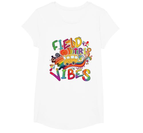 Funny Field Trip Vibes Field Day 2024 Boys Girls Students T-Shirt, Girls, White, X-Small