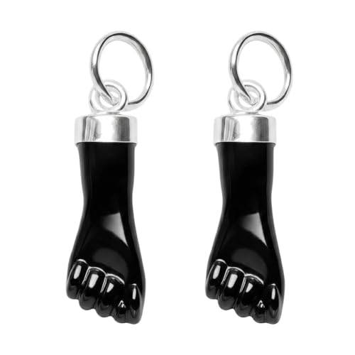Yosei Colgante Higa Figa de Plata de Ley 925 con Azabache Negro Sintético 16 mm – Amuleto Protector contra el Mal de Ojo – Talismán de Buena Suerte (2, Negro)