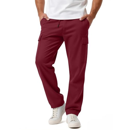 Pantalones deportivos para hombre, corte holgado, rectos, pierna ancha, pantalones deportivos deportivos, pantalones deportivos casuales, pantalones deportivos activos, pantalones de cintura elástica