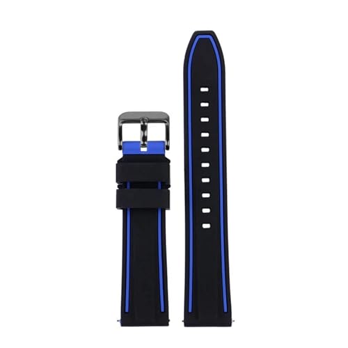 Silicone Sport Strap Compatible With Omega X Compatible With Swatch Moonswatch Quick Release Watch Band(Black blue black)