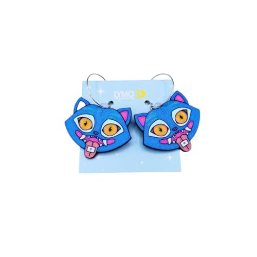 Pendientes Tigre Azul 3D | Pendientes de felino impresos en 3D,