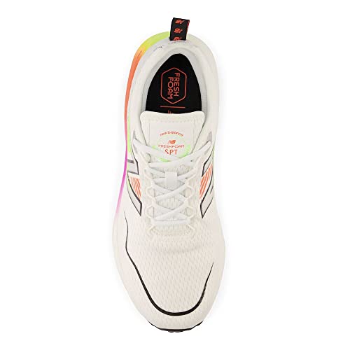New Balance Men's Fresh Foam SPT V4 Running Shoe, White/Neon Dragonfly, 13 Wide