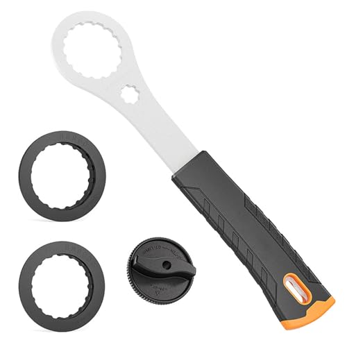 QingWing Llaves de Pedalier de Bicicletas, Llaves de Pedalier Incluye Dos Adaptadores una Tapa de Biela, Mango de Acero Inoxidable Agarre Antideslizante, para Reparación y Mantenimiento de Bicicletas