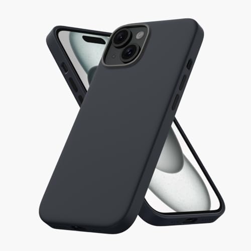 Image of CASEGEAR Silicone Snap Fit Back Cover Case Compatible with iPhone 15 Plus | 8 Feet Drop Protection | Compatible with MagSafe | 360 Protection | Shockproof & Scratch Resistant | Black