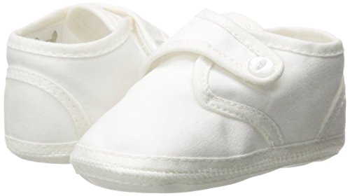 Baby Boys White Cotton Sateen Pearl Button Christening Shoes
