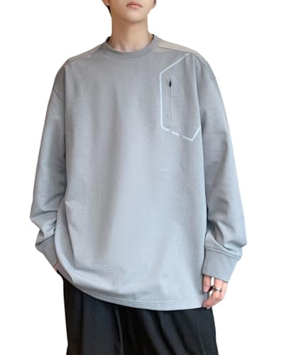 [Poperdision] メンズ tシャツ 長袖 大きい サイズ クルーネックtシャツ ロンT トップス インナー クルーネック 春服 秋服 冬服 カットソー シンプル カジュアル きれいめ 柔らかい ゆったり 無地 gray-XLの商品画像（Amazon）