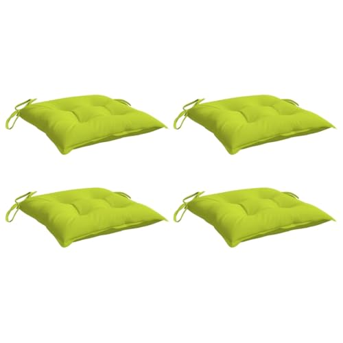 vidaXL Lot de 4 Coussins de Chaise, Galette de Siège avec Jeux de Cordes, Coussin d'Extérieur Imperméable, Vert Brillant 40x40x7 cm Tissu Oxford