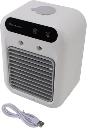 Werwing Ventilador de escritorio con humidificador, aire acondicionado portátil USB con refrigeración por hielo, diseño moderno para oficina, hogar y regalos (blanco)