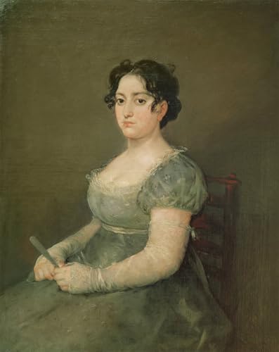 Goya Femme à l'éventail sur toile 60x90cm pour habiller un mur blanc de bureau