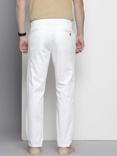 Image of The Indian Garage Co Men Regular Fit Solid Mid-Rise Stretchable Chinos