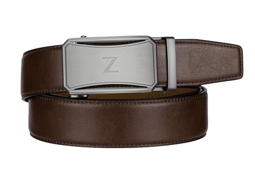 Image of Zitahli Belt Men,Leather Ratchet Belt for Men Dress Casual Every Day with Adjustable Buckle,Trim to Fit For Gift