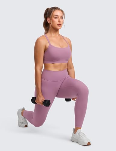 Image of CRZ YOGA Butterlift Cross Back Sports Bras | Medium Support, Removable Pads, Yoga, Buttery Soft, Scoop Neck, Cut-Out, Adjustable Thin Straps, for Women