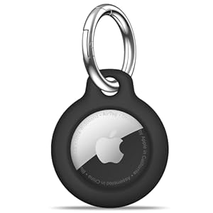 Airtag Holder Air Tag Case with Keychain, Anti-Scratch Airtags Key Chain for Apple Air Tags, Airtag Accessories for GPS Item Finder Tracker, Black…