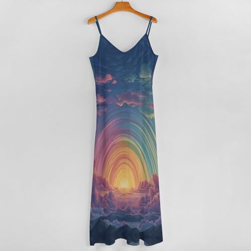 Robe longue grande taille fluide et légère style soleil rétro de vacances - 4