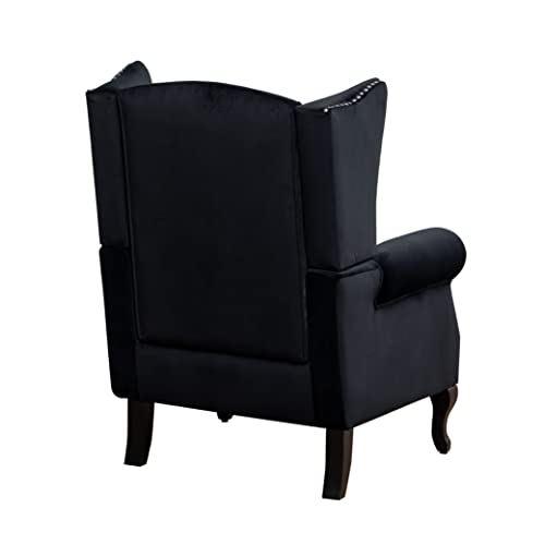 Winged Velvet Floral Accent Chair, Button Tufted Armchair, Wingback Club Chair, Living Room Chair, Comfy Reading Chair, Comfy Upholstered For Reading Living Room Bedroom Office(Flower+Black) #TOP5