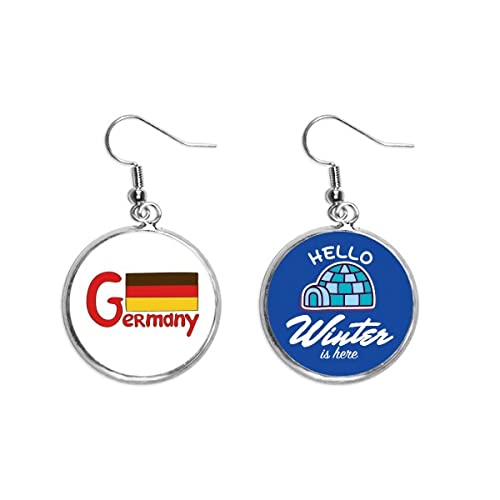 Joyería del pendiente con la bandera de Alemania y gota de cristal rojo