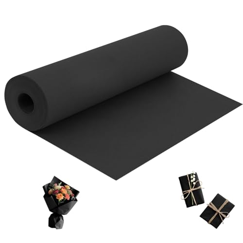 24x 1200Black Kraft Wrapping Paper Roll for Bulletin Board Poster Gift Wrapping Craft Construction Paper for Easel Drawing Painting Art Supplies Packing Table Covering Bouquet Flower Christmas