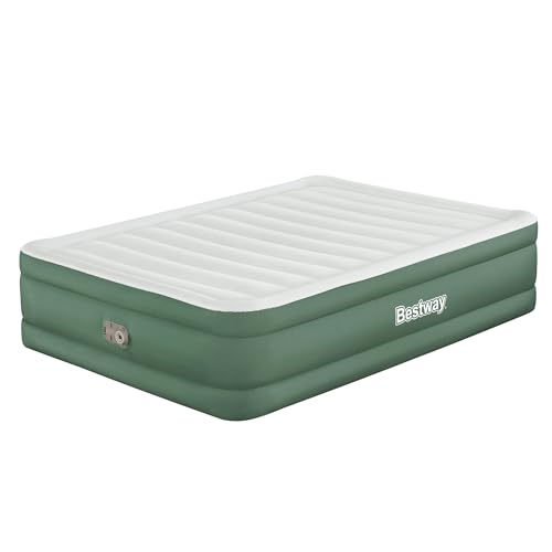 Bestway 69646 Materasso Matrimoniale Queen ToughLite in TPU con Pompa CA Incorporata, 2.03 m x 1.52 m x 46 cm, Verde