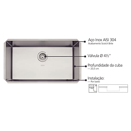 Cuba Tramontina Quadrum Undermount 70x40 94000112 Aço Scotch Brite