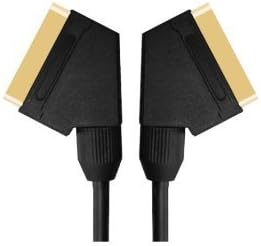 World of Data 1.5m Scart Cable Lead - Scart over Coax - 24k Gold Plated - Fully Wired - Shielded/Screened - 21-pin - Audio - Video - Male to Male