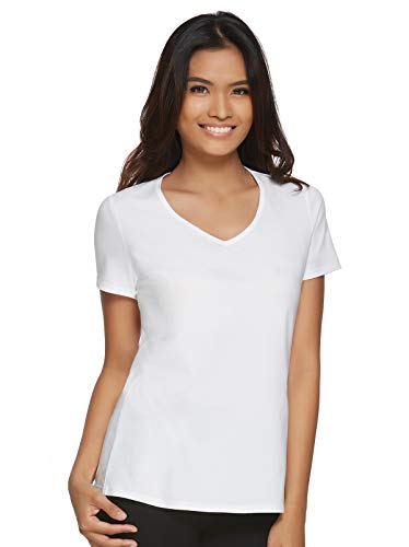 Felina | Basic Cotton V-Neck T-Shirt (Medium, White)