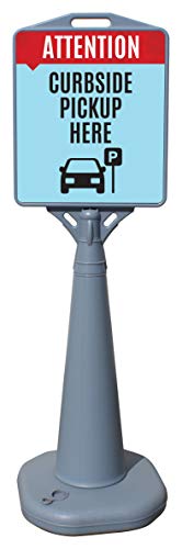 Curbside Pickup Here - Floor Standing Sign (Water Filled Base)