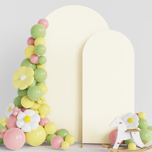 Asee’m Ivory Spandex Arch Backdrop Cover Set of 2 Wedding 7.2FT/6FT