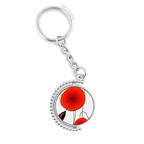 Porte-clé rotatif fleurs pavot DIYthinker anneau multicolore 1,2x3,5
