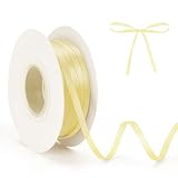 Satinband 3mm Satin Ribbon Hellgelb 50 m Cremegelb zum Einpacken von Geschenken Ballon Schnur Geschenkband Buttergelb Neujahr Partydeko Basteln Hochzeitsdeko Geschenkverpackung Pastellgelb Band
