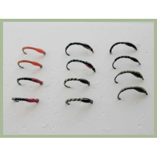 Barbless Buzzers, Trout Flies, 12 Pack Epoxy Buzzers, Mixed patterns, Mixed size