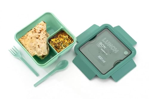 Image of Lunch Box with Spoon Square Container Airtight Leakproof Unbreakable Storage Container Air Tigh Easy to Clean Lunch Box Lunch Box with Spoon (Pack of 1 Multicolor)