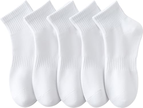Rehelu Womens Cute White Ankle Socks Cotton Running Crew Socks Lightweight Gym Socks Size 7-9