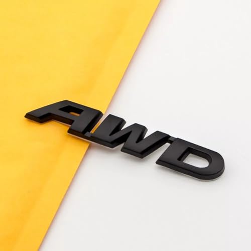 Image of 2pcs Metal Small AWD Emblem All Wheel Drive Logo Side Tailgate Wing 4wd Badge (Matte Black)