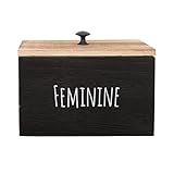 Feizikaw Strapazierfähiges Organizer Badezimmeraufbewahrung aus Holz, Heimtextilien-Organizer, dekorative Aufbewahrungslösung für das Badezimmer im Haushalt aus Massivholz (Black, 20x13x13cm)