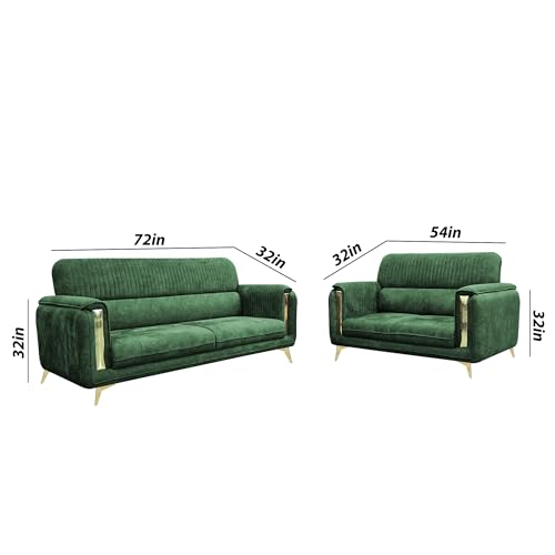 Image of Casaliving Gelio 2 Seater Sofa Set for Living Room Premium Fabric Sofa (Green)
