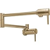 Delta Faucet Contemporary Brushed Gold Pot Filler Faucet, Delta Pot Filler Gold, Pot Filler Faucet W