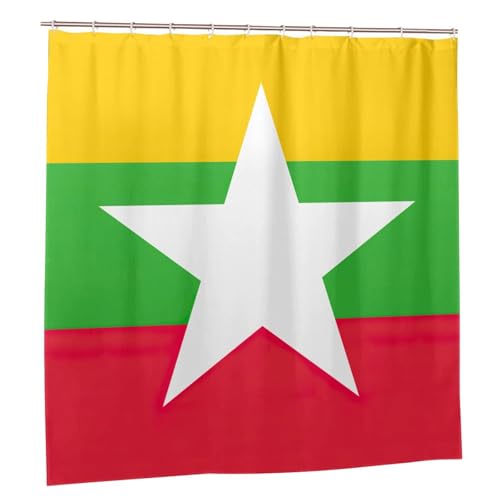 Rideau de douche haut de gamme drapeau Myanmar en polyester durable - 3