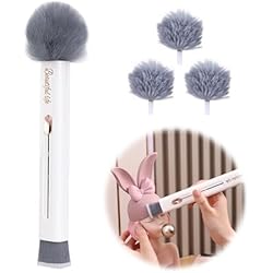 Persianas Delicias Plumero Atrapapolvo Cepillo Polvo Limpieza - 2 en 1 Brocha para Polvillo de Microfibra con 3 Cerdas de Repuestos para Persianas, Muebles, Teclados, Coche, Longitud Retráctil 21-25 cm, Blanco