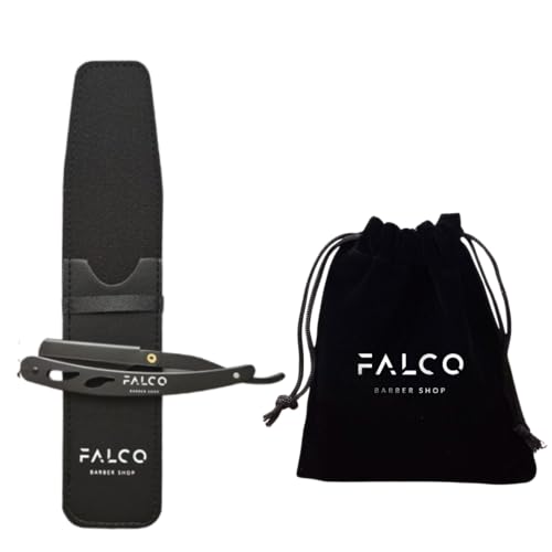 Falco Barber Shop - Rasoir Barbe Homme + Pochette de Transport, Coupe chou, Rasoir de Barbier à Lame Interchangeable