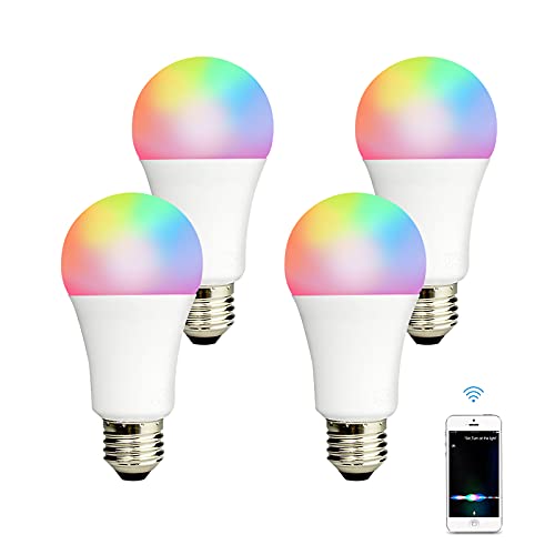 BENEXMARTApple Homekit Smart LED Light Bulb E27 Tuya WiFi Dimmable Lamp RGBCW Music Sync Siri Alexa Google Home Voice Control (4 Pack)