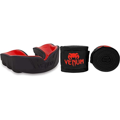 Venum Protector Bucal Unisex para Adultos, Talla única, Color Rojo + Kontact Vendas de Boxeo, Unisex adulto