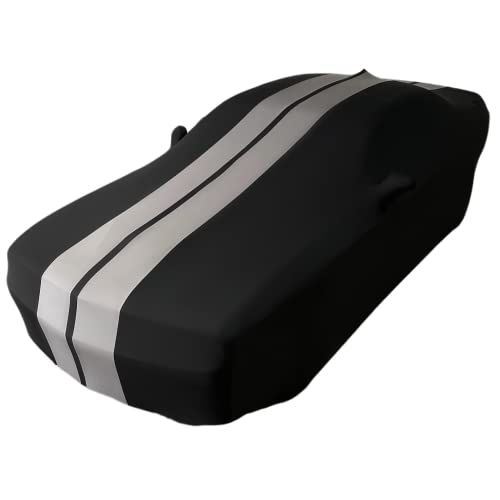Image of SR1 USA 1970-1974 Dodge Challenger /Plymouth Barracuda Indoor Car Cover - Ultraguard Stretch Satin - The Ultimate Custom Fit (Black /Gray)