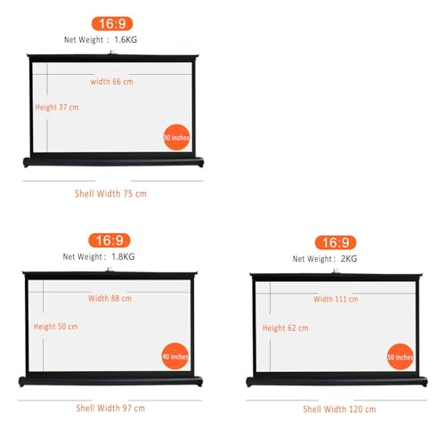 Pantalla portátil 4:3/16:9 4K de 50 pulgadas para proyector miniatura 2