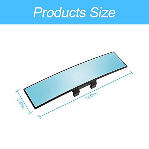 image for 8sanlione Car Rearview Mirror, 12 Inch Panoramic Wide Angle Anti-Glare
